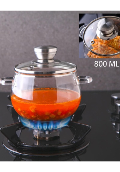 Borosilikat Cam Tencere 800ml Isıya Dayanıklı 3623 Şeffaf