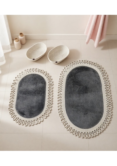 Senza Atelier Lüks 4 Lü Banyo & Antre Seti Fırfırlı Halat Çerçeveli, Peluş Dokulu Kaydırmaz Paspas Takımı Ve Sepetler Açık Gri - Antrasit Senza Atelier Lüks 4 Lü Banyo & Antre Seti Fırfırlı Halat Çerçeveli, Peluş Dokulu Kaydırmaz Paspas Takımı Ve Sepetler Açık Gri - Antrasit