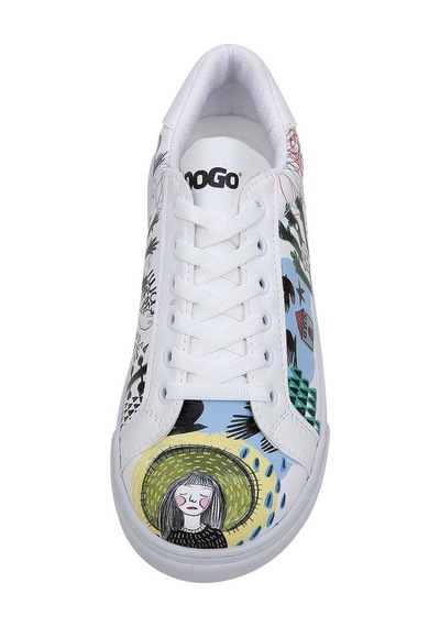 Kadın Vegan Deri Beyaz Sneakers - I Was Here Tasarım Çok Renkli