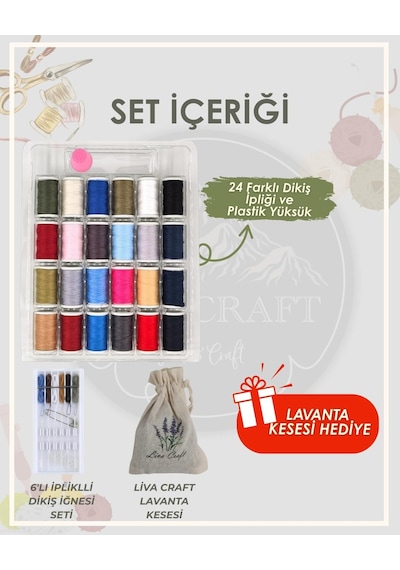 Liva Craft 26 Parça Dikiş Seti İğne, Yüksük, İplik Ve Aksesuarlarla Dikiş Kiti Diğer