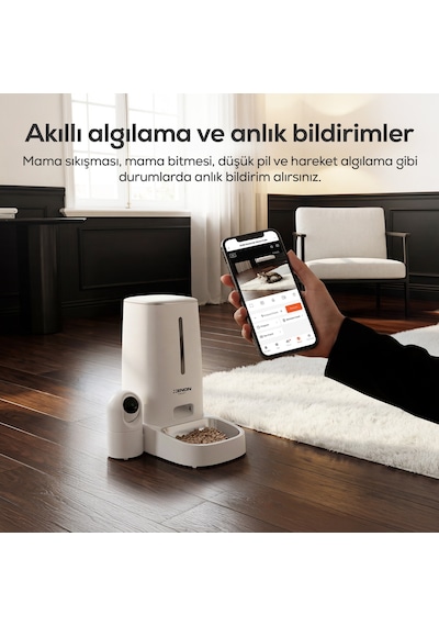 Xenon Smart Akıllı Mama Kabı Kameralı 2mp Gece Görüş, Wifi Mobil Kontrol, Çelik Kase, Çift Yönlü Ses X8610