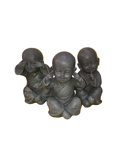 Tr 1a-becker 3'lü Set Buda Dekoratif Figür 15 Cm Dekoratif Figür Bahçe Feng Shui Heykel Gri Polystone Genel