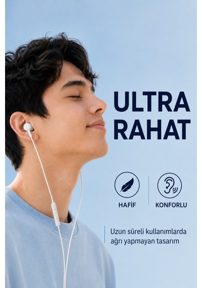 Jopus Yüksek Sesli Stereo Kulak İçi Kulaklık Mikrofonlu 3.5mm Aux Jack Girişli 1m Kablo Tak Çalıştır iOS Android Uyumlu