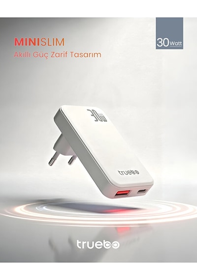 Truebo MiniSlim 30w Hızlı Şarj Adaptörü Truebo MiniSlim 30w Hızlı Şarj Adaptörü