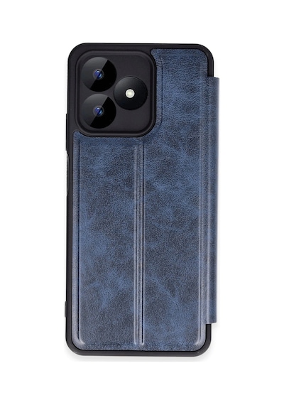 Realme Note 50 4g Kapaklı Kılıf İçi Süet Kaplı Ve Kartlıklı Pu Deri Kapak Ryc/flip Cover Lacivert
