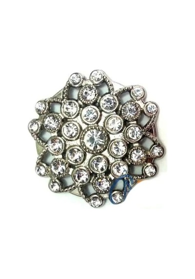 Taşlı Yuvarlak Broş, Sandık Süsü 4, 5 Cm - Nikel, 1 Adet Diğer
