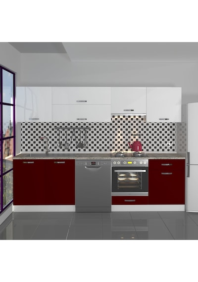 Decoraktiv Elite 280y Ank Mdf Hazır Mutfak Dolabı - Tezgah Dahil - Bordo Beyaz Beyaz - Kırmızı Decoraktiv Elite 280y Ank Mdf Hazır Mutfak Dolabı - Tezgah Dahil - Bordo Beyaz Beyaz - Kırmızı