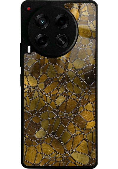 Tecno Camon 30 Kahve Geometrik Tasarımlı Glossy Telefon Kılıfı Siyah