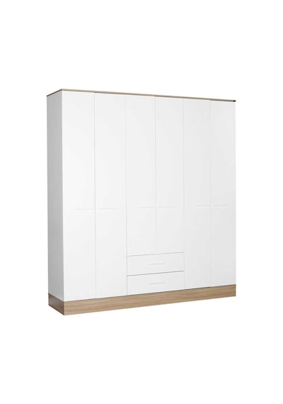 adoremobilya Base 6 Kapılı 2 Çekmeceli Gardırop-Italyan Meşe / Beyaz