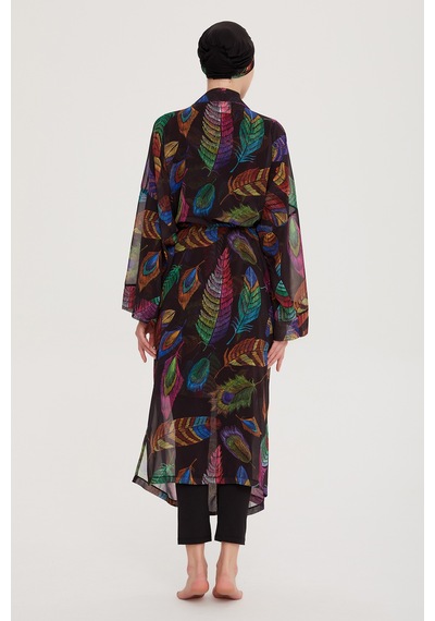 Remsa Mayo Remsa Tesettür Mayo Üzerine Tek Kaftan Kimono Pareo Rp019 Funda Siyah