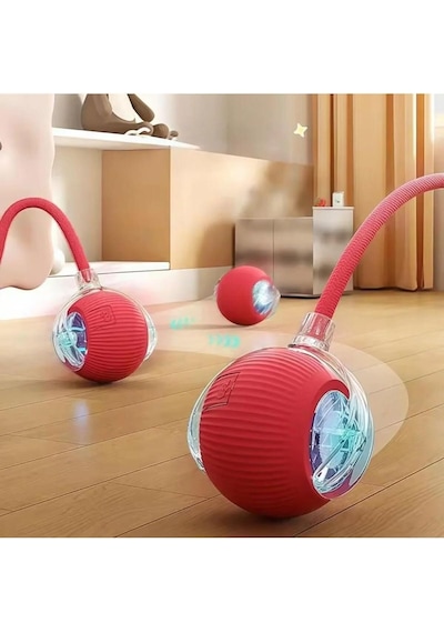 Ayrex Usb Şarjlı Akıllı Led İnteraktif Kedi Topu Ve Peluş Top Fırlatma Tabancası Seti, 20 Adet Peluş Toplu Kedi