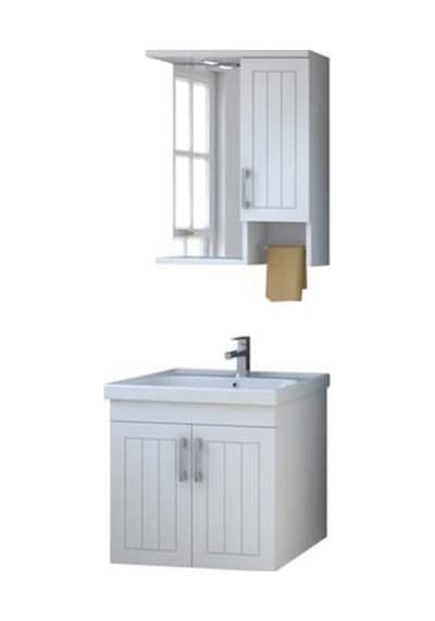 Denko Lotus 60 Cm Mdf Lake Banyo Dolabı Takımı + Boy Dolabı Beyaz