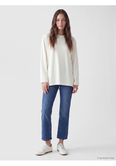 Lcw Modest Beyaz Oversize Kadın Sweatshirt Tunik