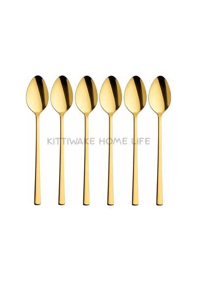 6 Lı Gold Çay Kaşığı Seti 11 Cm 18/10 Paslanmaz Çelik Parlak Kaşık Takımı