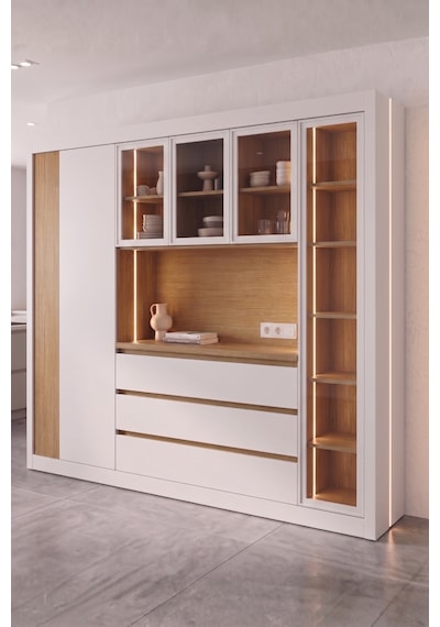 Nero Kahve Köşesi Multi 235 Cm Montaj Dahil Meşe - Beyaz