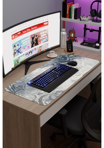 Kaligrafi Kaymaz Dikişli Kauçuk Oyuncu Mousepad V5 - 90x40 Xxl Gaming Mouse Pad Fare Altlığı