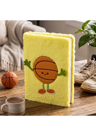 Pelüş Ve Eğlenceli Defter - Basketbol Topu Figürlü Sarı