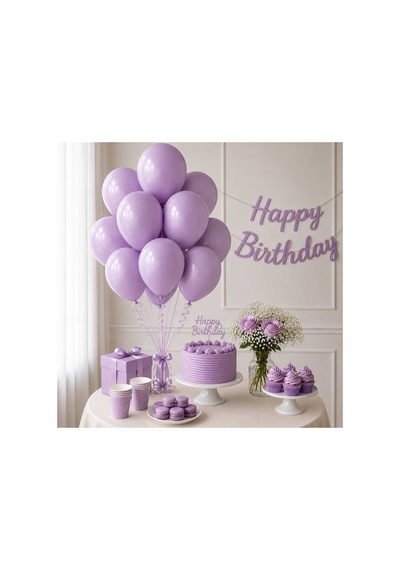 Latex Balon Seti 10'lu-lila Çok Renkli