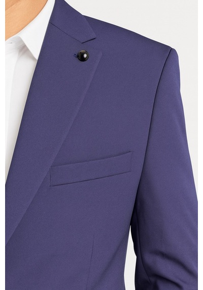 Erkek Lacivert Tek Düğme Slim Fit Takım Elbise - Şık Ofis Ve Davet Kombini Lacivert