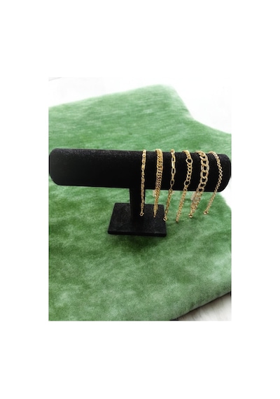 Feron Accessories Altın Kaplama 6'lı Kombin Bileklik Seti Gold Renk Kadın Zincir Bilezik Künye Gold