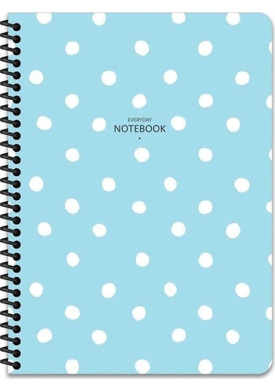 Çizgili 16x22 Cm 80 Yaprak Plastik Kapak Telli Defter 60 Gram Beyaz Sayfa Puantiye Mavi