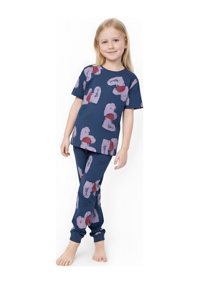 Modanino Kız Çocuk %100 Pamuk Ve Baskılı Pijama Takımı 3-8 Yaş 12720ıs Indigo