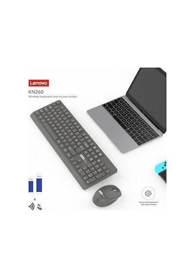 Kn260 Kablosuz Klavye Mouse Set Sessiz Siyah 870042257 Optik