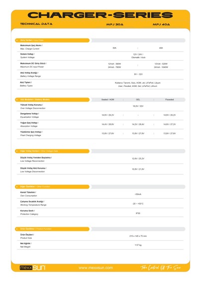 Mexxsun 30a 12v/24v Mppt Solar Şarj Kontrol Cihazı