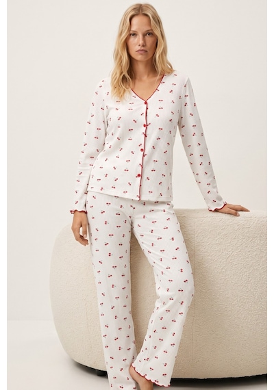 Siyah İnci Yumuşak Tuşe Kışlık Fitilli Pamuklu Örme Düğmeli Hırka Pijama Takım 8073 Kiraz Siyah İnci Yumuşak Tuşe Kışlık Fitilli Pamuklu Örme Düğmeli Hırka Pijama Takım 8073 Kiraz