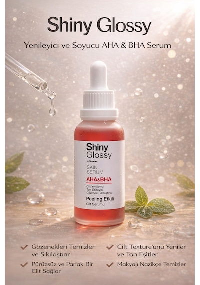 Shiny Glossy Shiny Glossy Yüz Temizleme Yağı 200 ML + Aha-Bha Peeling Etkili Serum 30 ML