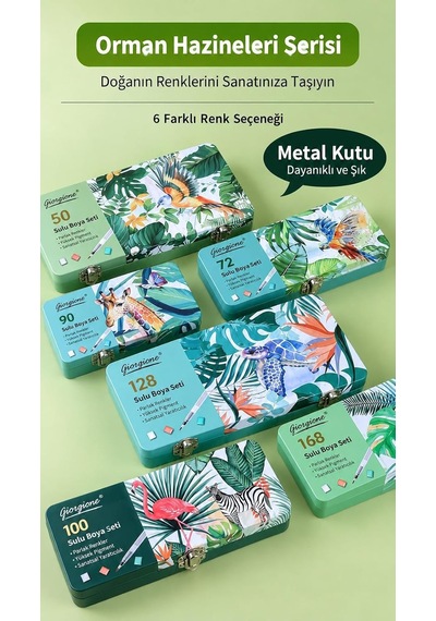 Metal Kutu 50 Renk Sulu Boya Seti