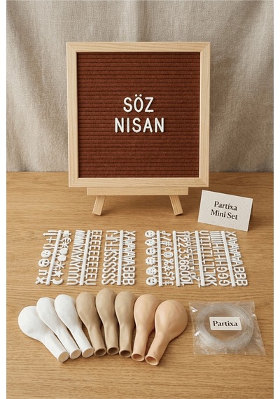 Nişan Söz Süsleme Mini Set Kahve Keçe Yazı Panosu Standlı Balon Zincirli Tüm Yaşlar