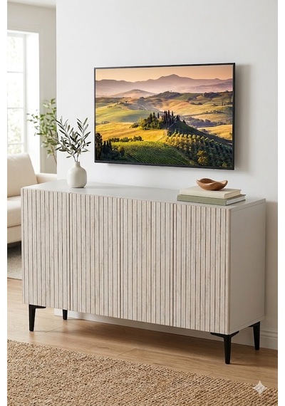 Ka1214bt Zeynep Konsol Ve Tv Sehpası Beyaz-traverten 120cm
