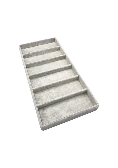 Lefkoşa Model Süet Kumaş Gri Renk 38 Cm / 19 Cm Gözlük Sergileme Çekmece Içi Stand