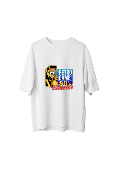 Paybuy Kadın Oversize Arcade Oyun Baskılı Tişört %100 Pamuk Rahat Kesim Beyaz Paybuy Kadın Oversize Arcade Oyun Baskılı Tişört %100 Pamuk Rahat Kesim Beyaz