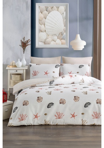 Veramoni Soft Dreams Kumsal Çift Kişilik Pamuklu Desenli Nevresim Takımı - Krem