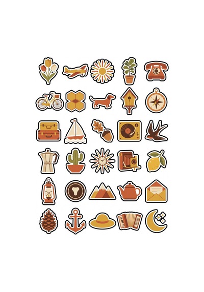 30 Adet Retro Vintage Posta Pulu Sticker Seti - Ajanda Defter Laptop İçin Çok Renkli