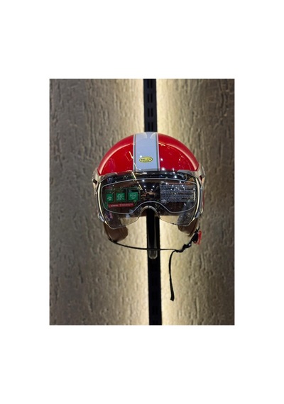 Retro Açık Kask Kırmızı Kırmızı