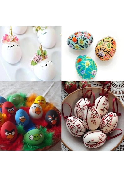 2'li Paskalya Strafor Yumurta Seti, Hobi, Boyama Ve Süsleme Malzemesi, Boyanabilir Köpükler 8x6 Cm