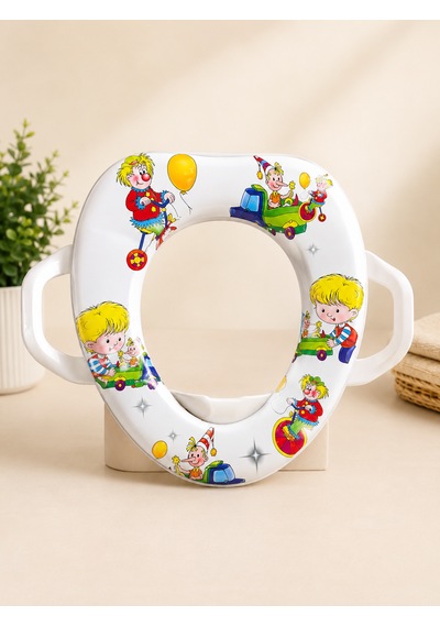 Soft Baby Desenli Çocuk Tuvalet Oturağı Adaptörü Kulplu, Yumuşak Minderli 1