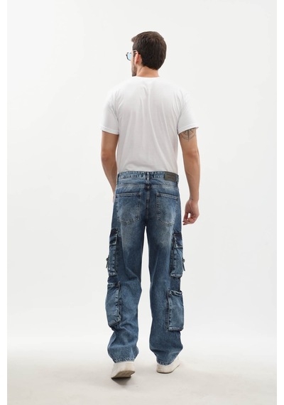 Banny Jeans Erkek Kargo Cepli Jean Pantolon Mavi