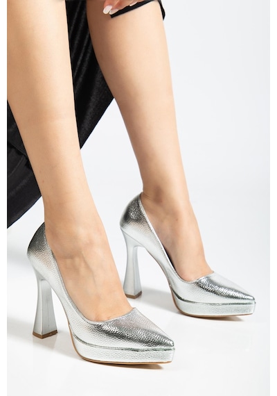 Suins Shoes Suins Valen Kadın Platform Topuklu Stiletto Ayakkabı Gümüş