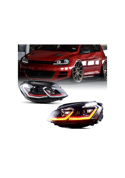 VW GOLF 7 13-16 GOLF 7.5 DİZAYN KAYAR SİNYALLİ KIRMIZI J ÖN FAR