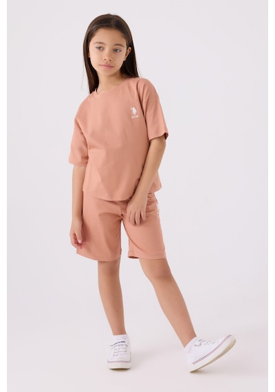 U.S. Polo Assn. U.s. Polo Assn Kız Çocuk Kahverengi Bermuda Takım Us1848-c-v34 Kahverengi