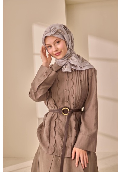 Silk Home Olinda İpek Eşarp 47003-37 Gri, Vizon, Koyu Vizon