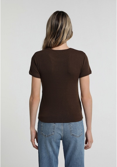 Colin's Colins Slim Fit Kadın Kahverengi Tişört Cl1081838 Q1.v2 Brw