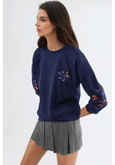 Hiccup Bersan Kadın Bisiklet Yaka Sweatshirt Lacivert