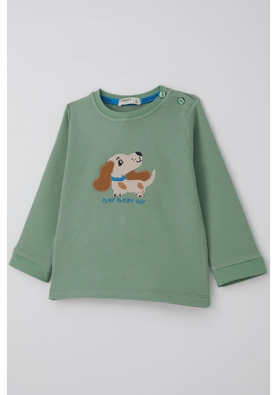 Breeze Erkek Bebek Eşofman Takımı Sevimli Köpekçik Nakışlı 9 Ay-3 Yaş, Mint Yeşili Mint Yeşili