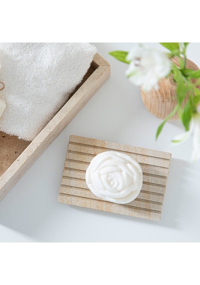 New Rose Gül Desenli Bitkisel Sabun 100 G Beyaz