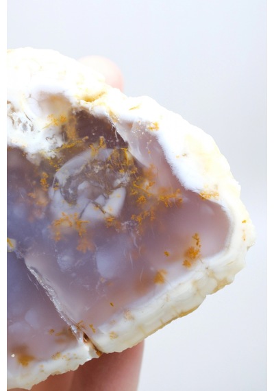 Nadir Turuncu Dendrit Merlinit Cilalanmış Yarım - Açık Mavi Dendritik Opal